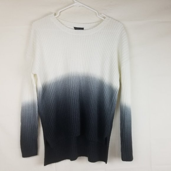 Topshop Womens Sz 2 Ombre Dip Dye Long Sleeve Crew Neck Hi Low Sweater - Picture 2 of 5